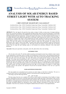 analysis of solar energy based street light with auto