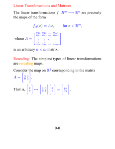 Linear Transformations and Matrices The linear transformations f :R