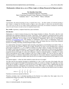 Mathematics without sin α, cos α (When Angle α is Being Measured