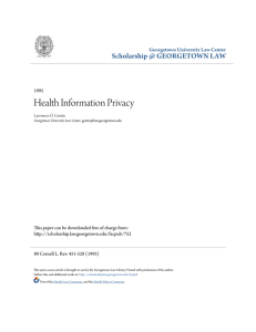 Health Information Privacy - Scholarship @ GEORGETOWN LAW