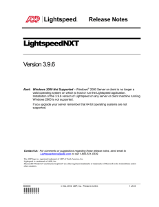 Lightspeed3 (NXT) 3.8.0 SP1 Release Notes