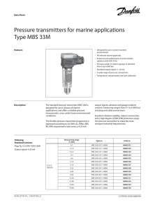 Pressure transmitters for marine applications Type MBS 33M