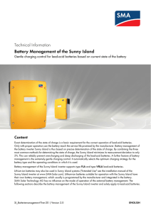 Battery Management of the SUNNY ISLAND