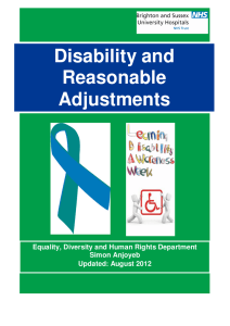 Disability and Reasonable Adjustments (August 2012)