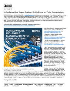 Analog Devices` Low Dropout Regulators Enable Cleaner and