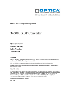 34600 FXBT Converter - Optica Technologies Inc.