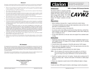 Clarion Corporation of America The Clarion CAVW2 is a electronic