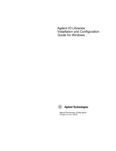 Agilent IO Libraries Installation and Configuration Guide