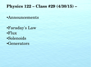 Physics 122 – Class #29 (4/30/15) – Announcements Faraday`s Law