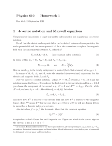 Physics 610 Homework 1 1 4-vector notation and Maxwell equations