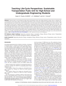 Teaching Life-Cycle Perspectives: Sustainable Transportation Fuels