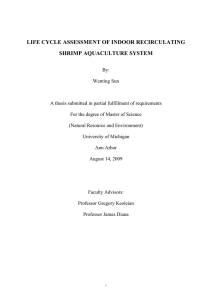 life cycle assessment of indoor recirculating shrimp aquaculture