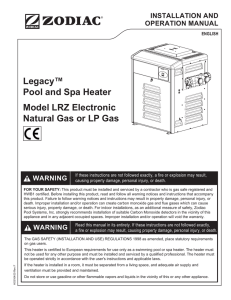 legacy™ pool and spa Heater Model lrZ electronic