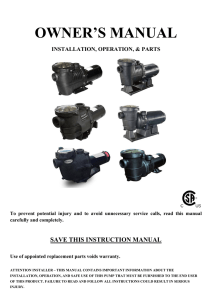 owner`s manual - Reliant Pool Products