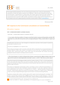 EBF response to the Commission consultation on Covered Bonds