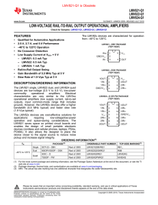 LMV82x-Q1 Low Voltage, Rail-To-Rail Output