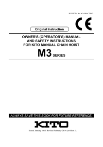 Owner`s Manual and Safety Instructions for KITO Manual Chain