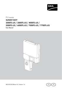 User Manual - SUNNY BOY 3000TL-US / 3800TL-US