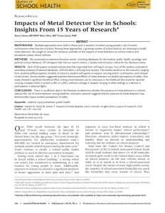 Impacts of Metal Detector Use in Schools: Insights From 15 Years of