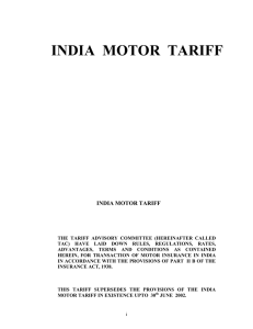 india motor tariff