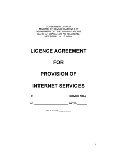 Licence Agreement for Internet Services based on guidelines