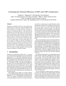 Evaluating the Thermal Efficiency of SMT and CMP Architectures
