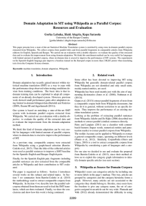 Domain Adaptation in MT using Wikipedia as a Parallel Corpus