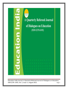 Education India Journal: A Quarterly Refereed Journal of Dialogues