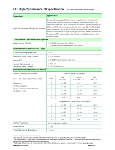 CEE High-Performance T8 Specification Performance T8