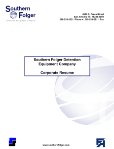 Southern Folger Detention Equipment Company Corporate Resume