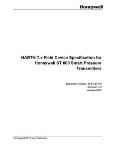 HART® 7.x Field Device Specification for Honeywell ST 800 Smart