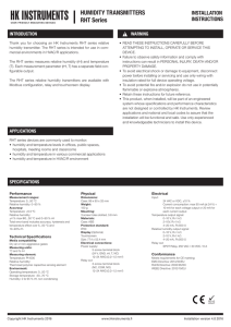 HUMIDITY TRANSMITTERS RHT Series