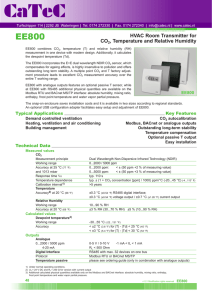 HVAC Room Transmitter for CO2, Temperature and Relative Humidity