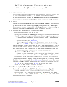 Notes for Lab 2 (Meters, Measurements, and Errors)