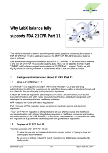 Why LabX balance fully supports FDA 21CFR Part 11