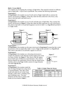 Bulb A Versus Bulb B Two students are investigating the resistance
