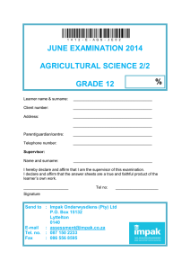 JUNE EXAMINATION 2014 AGRICULTURAL SCIENCE 2/2 GRADE
