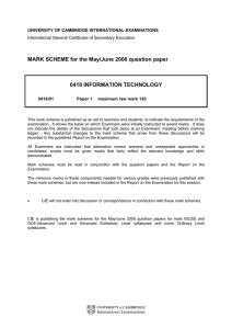 MARK SCHEME for the May/June 2006 question paper 0418