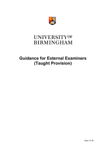 Guidance for External Examiners - Intranet home