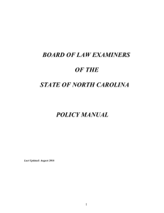 Board Policy Manual - North Carolina Board of Law Examiners