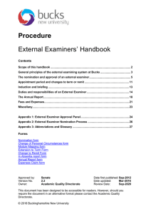 External Examiners` Handbook - Buckinghamshire New University