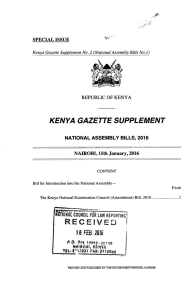 The Kenya National Examination Council (Amendment) Bill, 2016