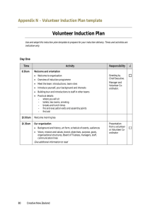 Volunteer Induction Plan template