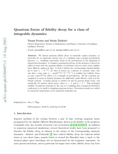 Quantum freeze of fidelity decay for a class of integrable dynamics