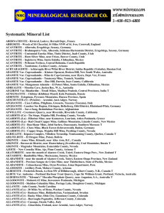 Systematic Mineral List