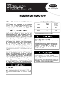 Model 25HNA - Installation Instructions - A