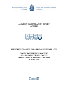 AVIATION INVESTIGATION REPORT A07P0123 REDUCTION