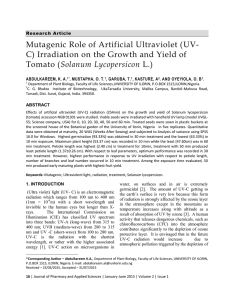 (UV- C) Irradiation on the Growth and Yield of Tomato