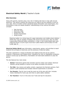 Electrical Safety World | Teacher`s Guide