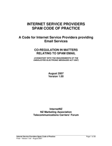 internet service providers spam code of practice